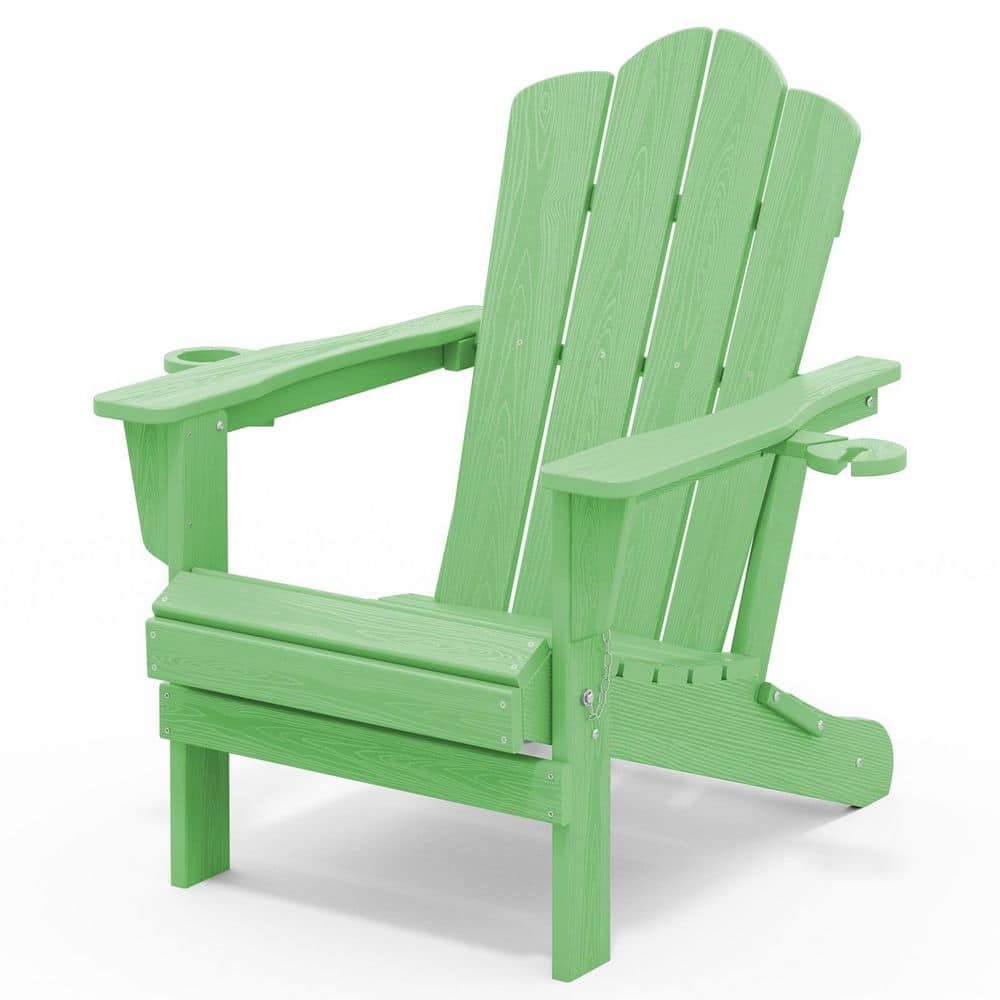 Classic Outdoor HDPE Folding Plastic Adirondack Chair with 2 Cup Holders in Light Green (Set of 1) price history on PriceWatchPro