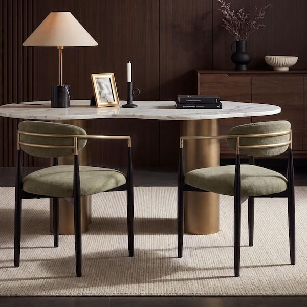 FARATI Modern Green Chenille Cushion Seat Dining Chair (Set of 2