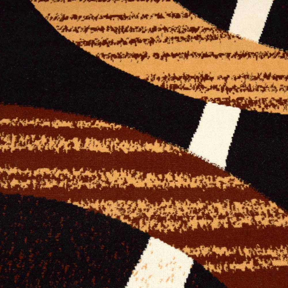 Ebony and Brown Geometric Abstract Runner Rug