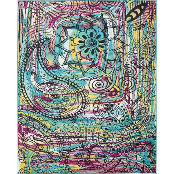 Unique Loom Metro Paisley Black 8' 0 x 10' 0 Area Rug