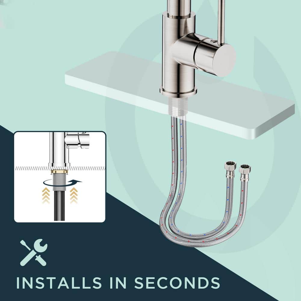 Brushed Nickel Pull-Out Spray Kitchen Faucet with LED Light