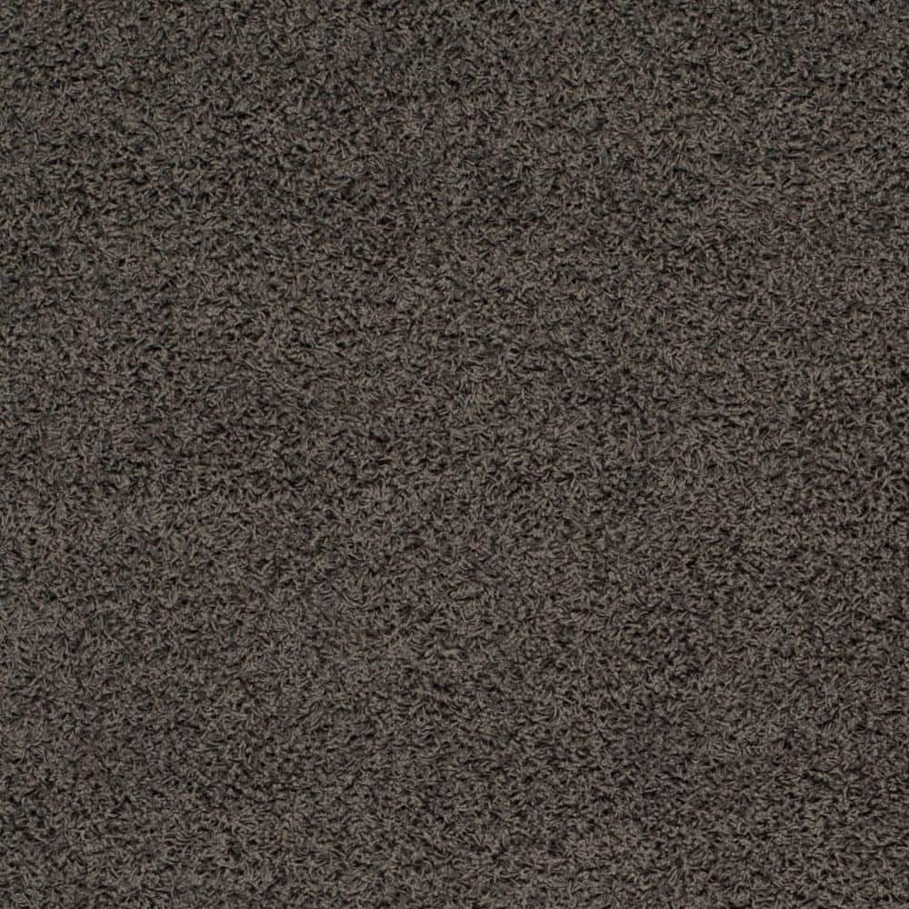 Athens Luxe Shag 9' x 12' Hand-Knotted Synthetic Area Rug in Dark Grey