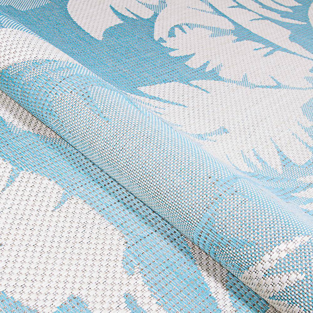 Monaco Ivory-Turquoise Synthetic 2x8 Geometric Runner Rug