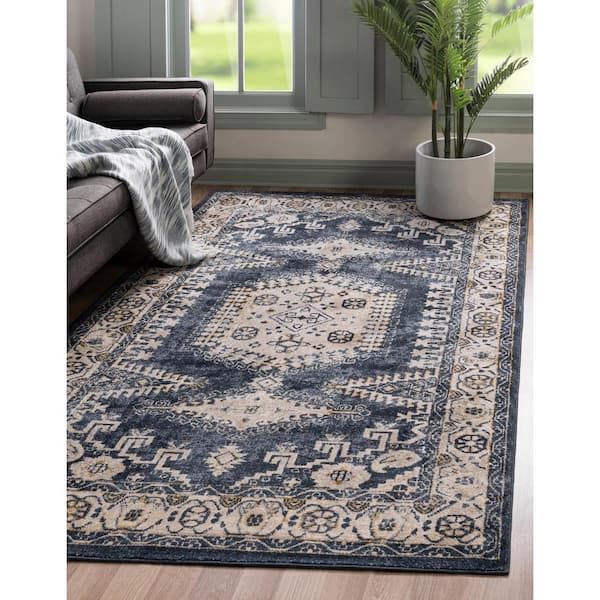 Utopia Larissa Dark Blue 5' 0 x 8' 0 Area Rug