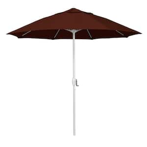 9 ft. Matted White Aluminum Market Patio Umbrella Fiberglass Ribs and Auto Tilt in Brick Pacifica