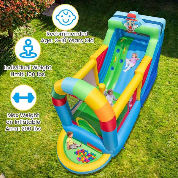 Hongcoral Bounce House, Inflatable Bounce Castle With Blower For Kids, Blow Up Jumping Bouncer With Slide, Climbing Wall, Obstacles