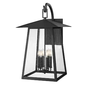 Rainer 31 in. Black Outdoor Hardwired Wall Sconce with no bulbs included