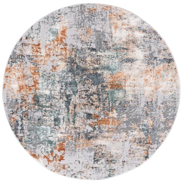 SAFAVIEH Alenia Gray/Beige 7 ft. x 7 ft. Abstract Distressed Marle Round Area Rug