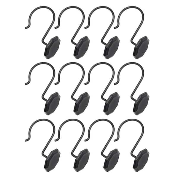 Rustproof Zinc Shower Curtain Rings/Hooks for Bathroom, Curtains, Kitchen, Clothing, Towels etc-Set of 12, Matt Black