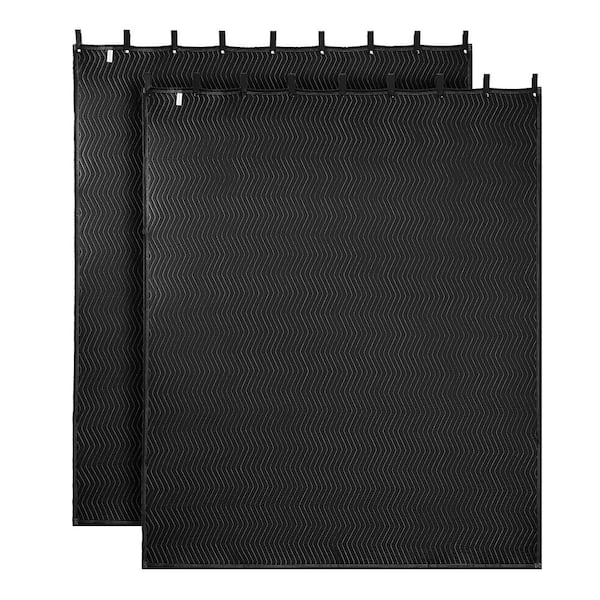 2-Pieces Sound Dampening Blankets, Soundproof Curtains with 96 x 80 in. Soundproof Blanket with Grommets, Black