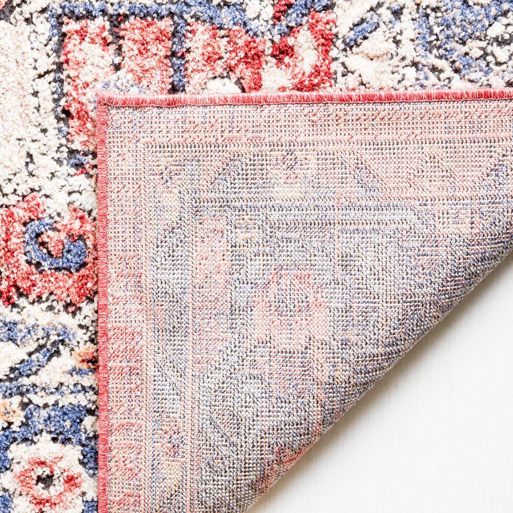 Luna 4'5" x 6'5" Blue and Rust Synthetic Area Rug