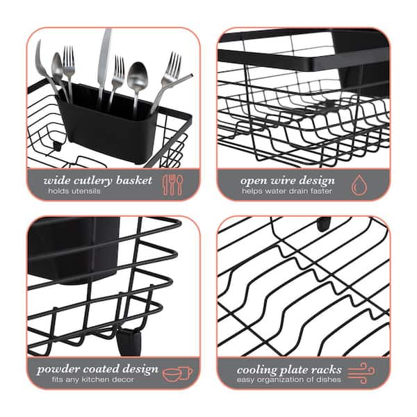 Kitchen Details Flat Wire Black Freestanding Dish Rack 4032-BLACK