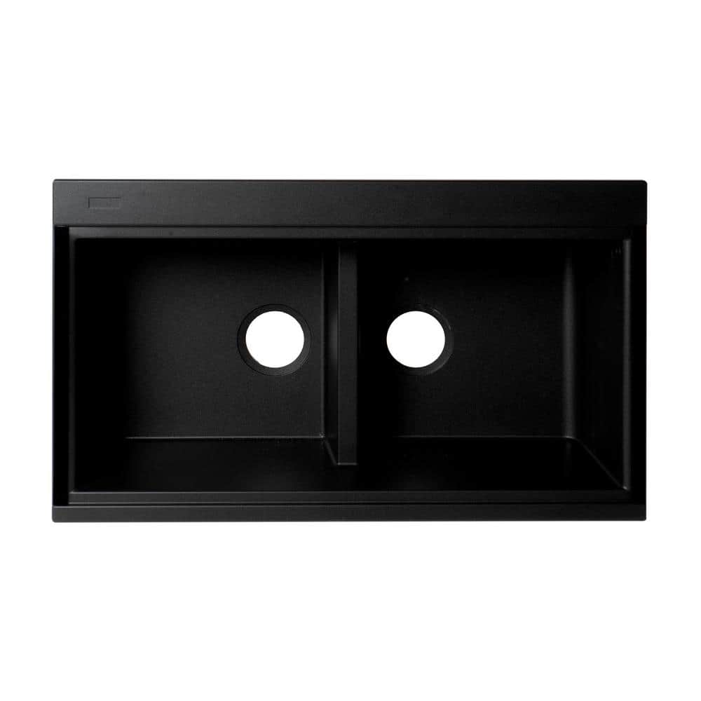 Black Granite Composite Double Bowl Undermount Kitchen Sink