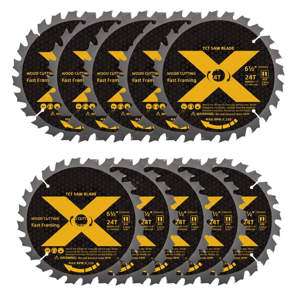 6-1/2 in. 24-Tooth Wood Cutting Tungsten Carbide Saw Blade Power Tool Accessory (10-Pack) price history on PriceWatchPro