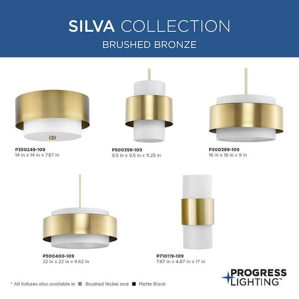 Progress Lighting Silva 3-Light Matte Black Modern/Contemporary Drum Medium Hanging Pendant Light