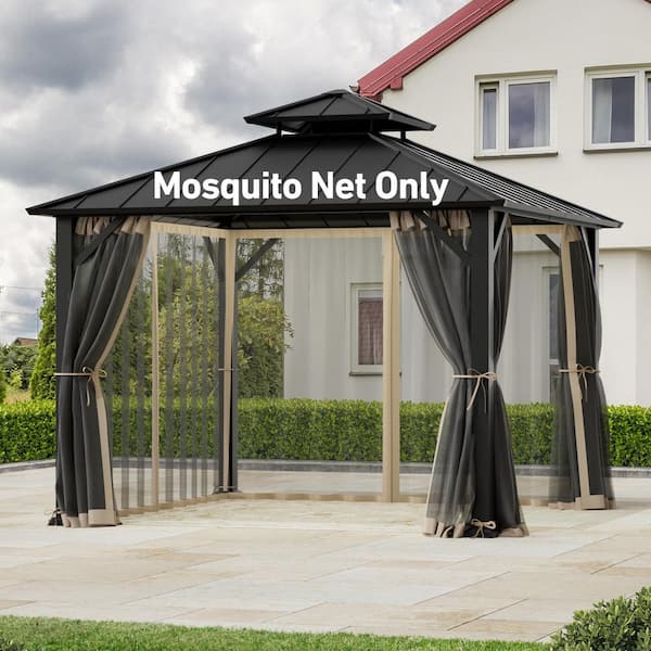 COVERED OUTDOOR OUTDOOR LIVING SPACES Ultra Series 10 ft. x 10 ft. Gazebo Replacement Mosquito Netting, Khaki