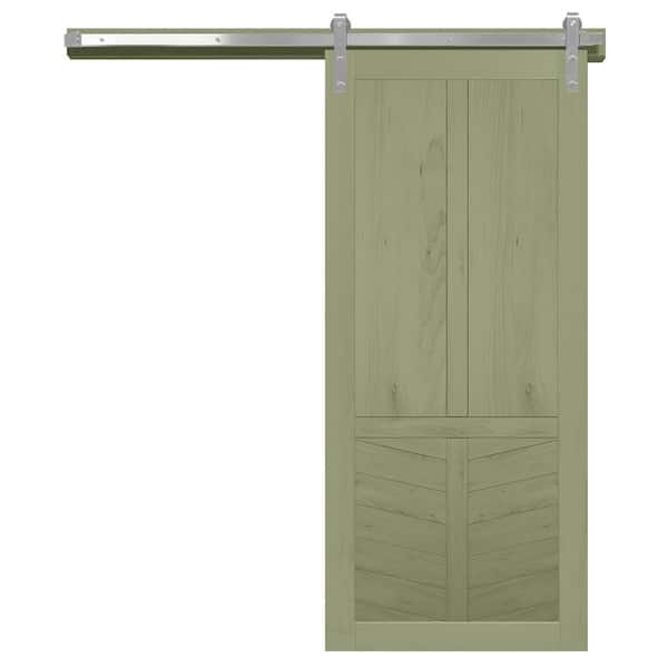 VeryCustom The Robinhood Rain Tree Wood Sliding Barn Door with Hardware Kit in Stainless Steel 30 in. x 84 in.