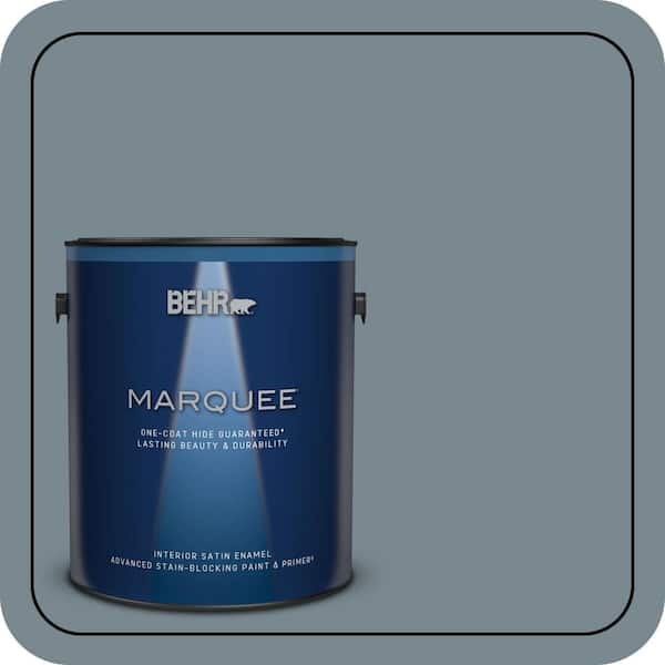 BEHR MARQUEE 1 gal. #N470-5 Norwegian Blue One-Coat Hide Satin Enamel Interior Paint & Primer