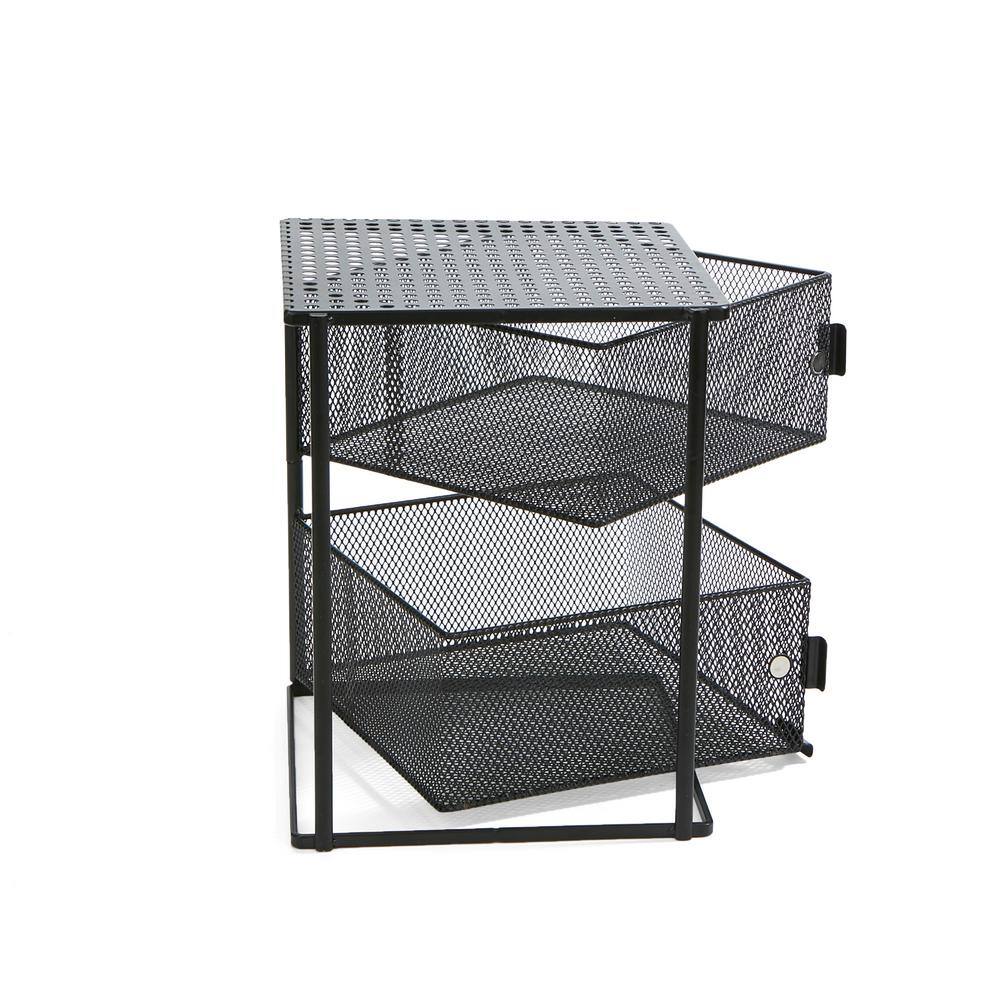 Mind Reader Rotating All Purpose 2 Tier Shelf, Baskets, Drawers with