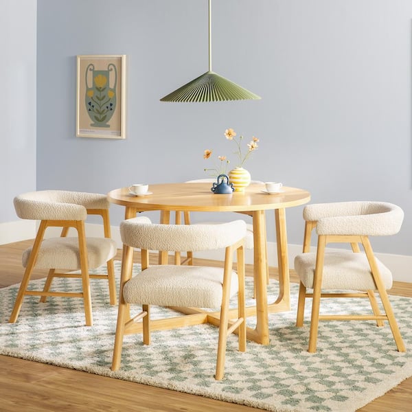 Walker Edison Furniture Company Modern 5-Piece Round Natural Wood
