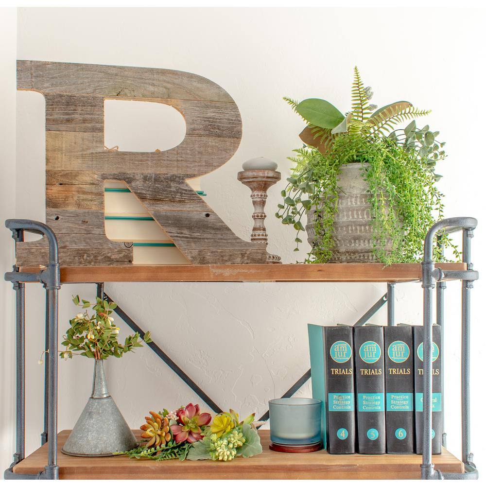 Rustic Weathered Gray Reclaimed Wood Monogram Letter, 16" Tall