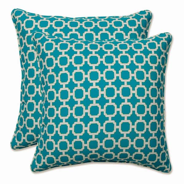 Pillow Perfect Green Square Outdoor Square Throw Pillow 2-Pack