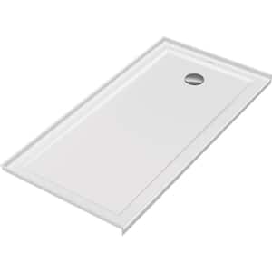 Architec 60 in. L x 30 in. W Alcove Shower Pan Base with Right Drain in White