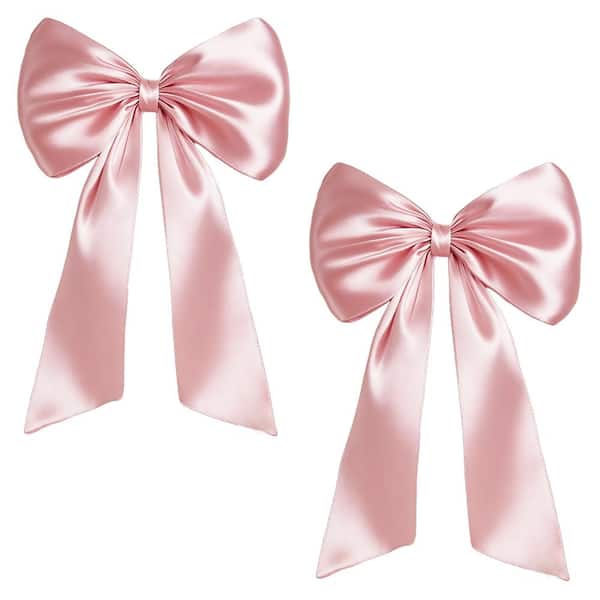 Oversized Satin Bows Set of 2, Reusable Hanging Coquette Bow with Inner Stability Layer for Room, Party & Tree Top