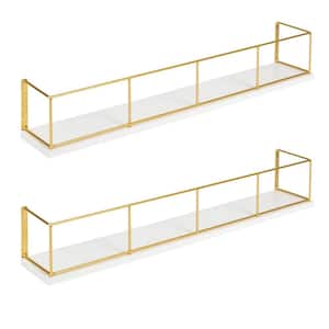 Benbrook 4 in. x 24 in. x 4 in. White/Gold Wood Decorative Wall Shelf