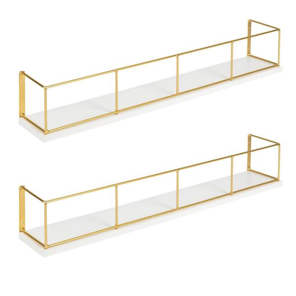 Kate and Laurel Benbrook 4 in. x 24 in. x 4 in. White/Gold Wood ...