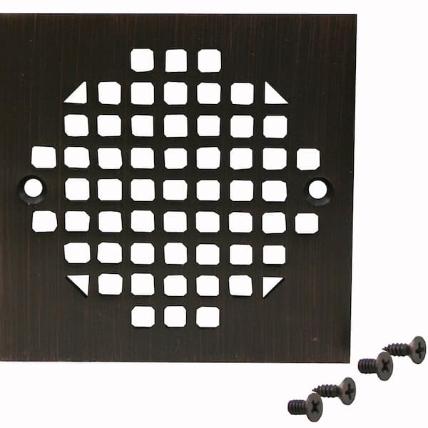 JONES STEPHENS 4-1/4 in. Square Cast Brass Heavy Duty Shower Strainer in Old World Bronze