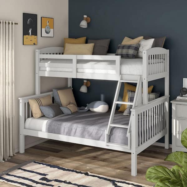 Furniture of America Cyra White Twin Over Full Modular Bunk Bed With ...