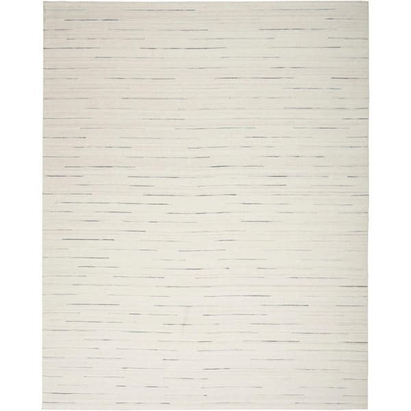 Interweave Ivory 10 ft. x 14 ft. Solid Ombre Geometric Modern Area Rug