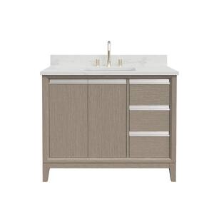 42 in. W x 22 in. D x 34 in. H Single Sink Bathroom Vanity in Driftwood Gray with Engineered Marble Top