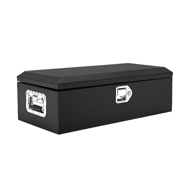 20" x 12" x 10" Steel Truck Bed Tool Box, Heavy Duty Black Metal Toolbox with Side Handle & Lock Keys