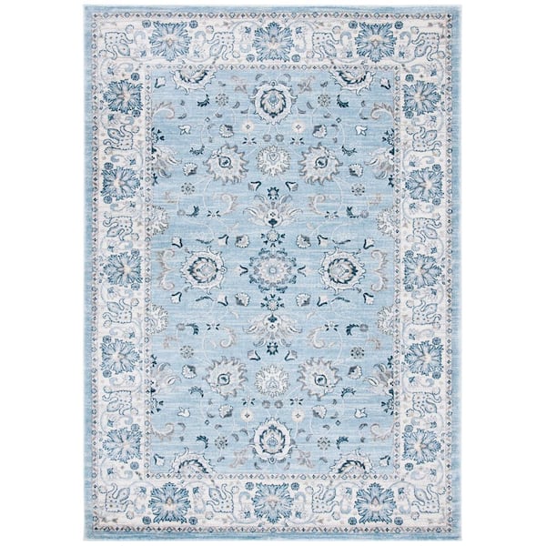 SAFAVIEH Isabella Light Blue/Cream 4 ft. x 6 ft. Speckled Floral Border Area Rug