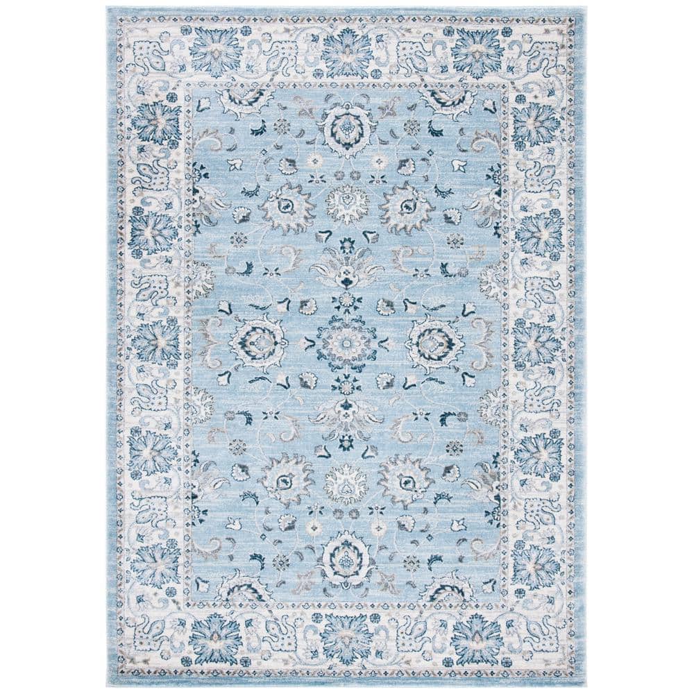 SAFAVIEH Isabella Light Blue/Cream 5 ft. x 8 ft. Speckled Floral Border