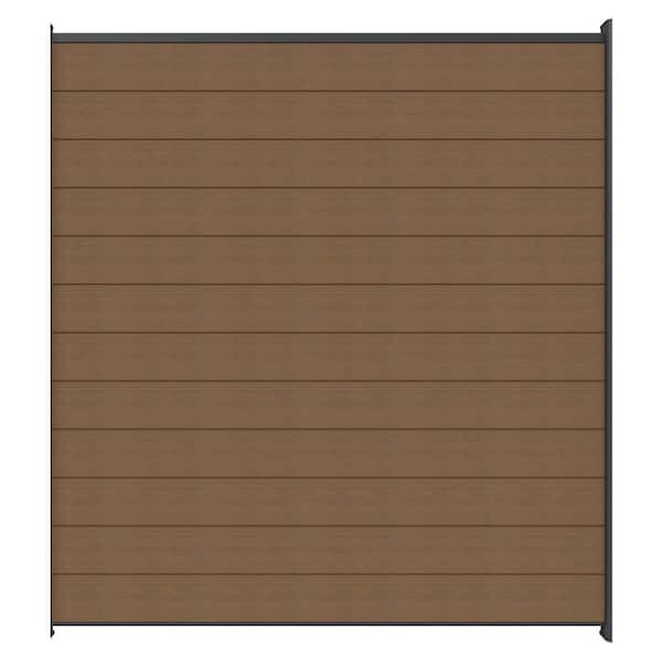 UltraEasy Flat Style Enclosures 6 ft. x 6 ft. Peruvian Teak Composite Horizontal Fence Panel Kit with Gray Frame