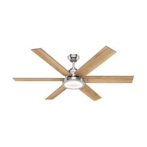 Warrant 60 in. Integrated LED Indoor Brushed Nickel Ceiling Fan with Light and Wall Switch