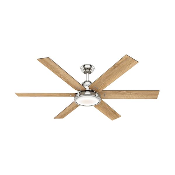 Hunter Warrant 60 in. Integrated LED Indoor Brushed Nickel Ceiling Fan with Light and Wall Switch