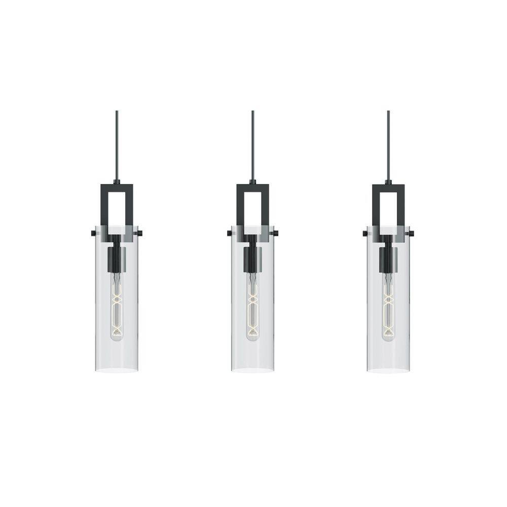 Houston 60-Watt 3-Light Pendant Light Black with Clear Glass Shade price history on PriceWatchPro