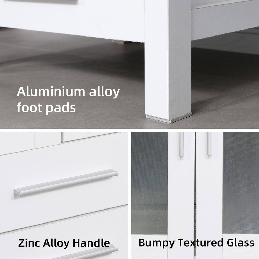 24'' White MDF Freestanding Bathroom Vanity with Ceramic Vessel Sink