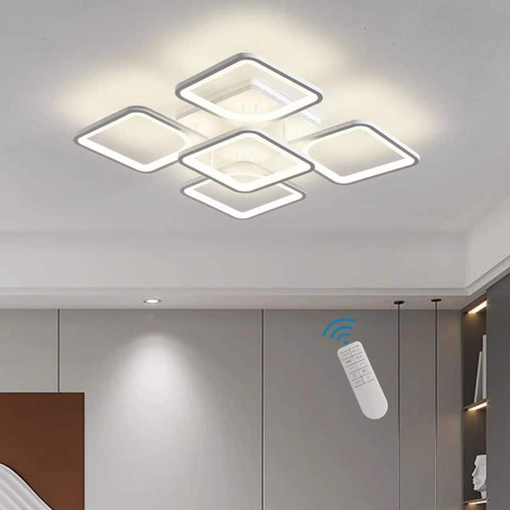Genoci 23.6 in. 60-Watt Modern Square White Dimmable Integrated