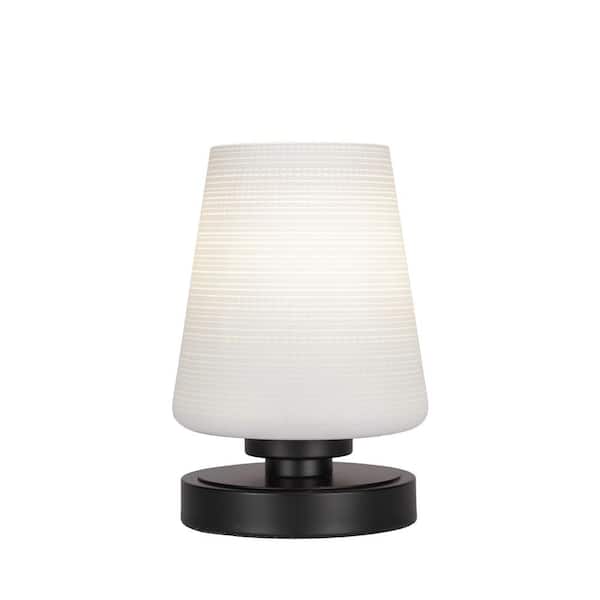 Unbranded Quincy 8.5 in. Matte Black Accent Lamp with Glass Shade