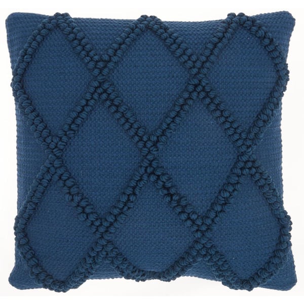 Lifestyles Navy Diamond Removable Cover 18 in. x 18 in. Throw Pillow