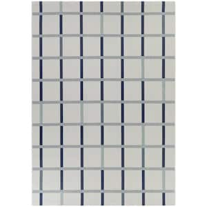 Kramer Navy Blue 8 ft. x 10 ft.  Geometric Indoor/Outdoor Area Rug