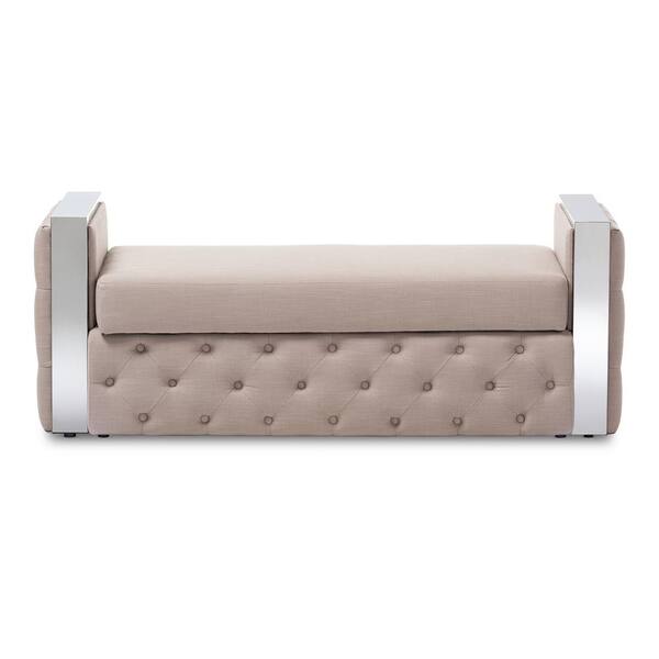 Baxton Studio Fiona Traditional Beige Fabric Upholstered Storage Ottoman