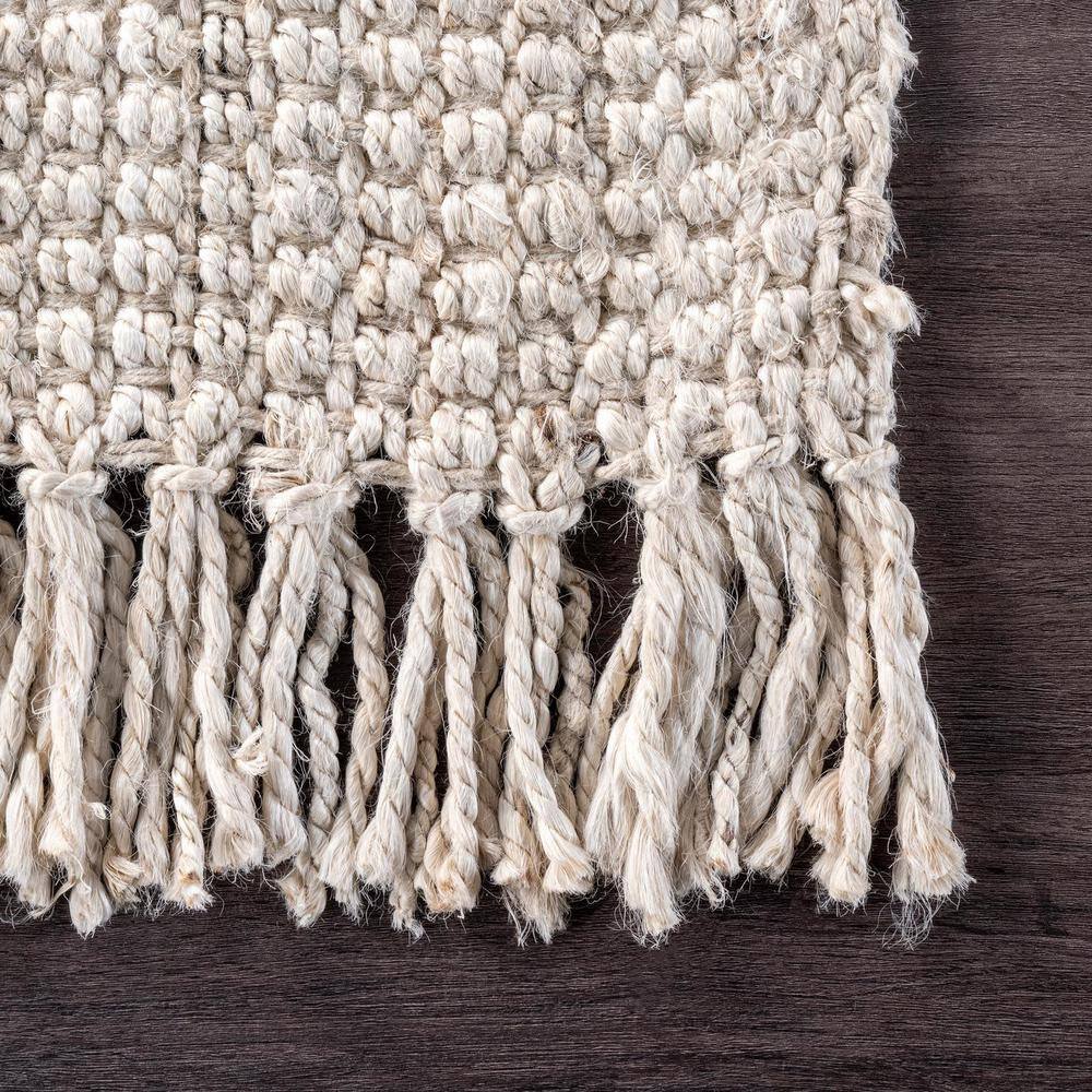 Handcrafted Bleach White Chunky Jute 8' x 10' Area Rug