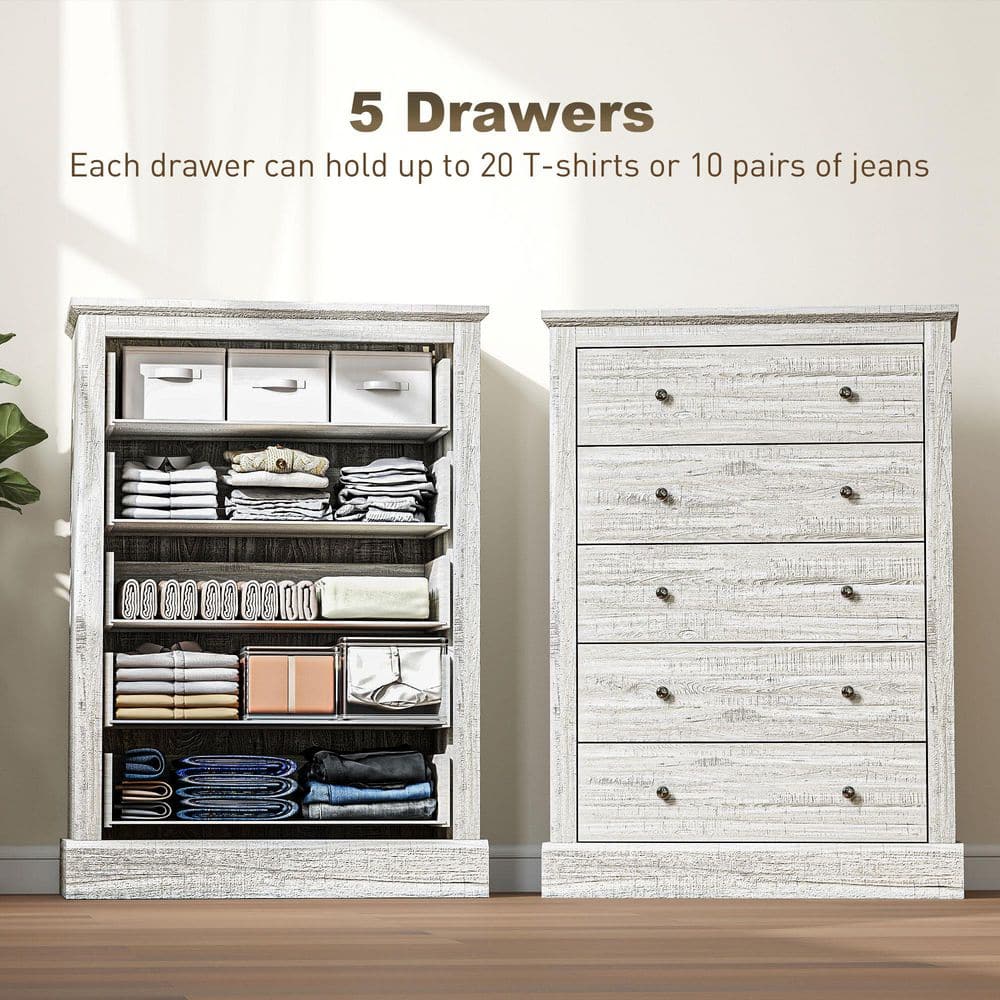 White Oak 5 Drawer 31.1 in. Dresser - thumbnail 6