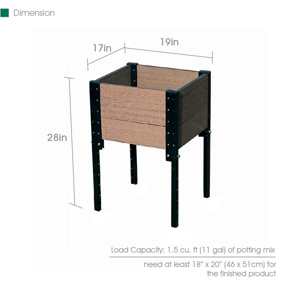 Brown Composite and Steel Elevated Planter Box for Indoor/Outdoor Use